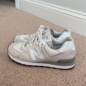 New Balance 574 Cream and Gray Sneakers